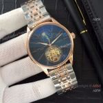 Copy Patek Philippe Tourbillon 2-Tone Rose Gold Black Dial Men Watch